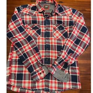 Trigger Apparel Plaid Western Style Shirt, Size L Slim Fit